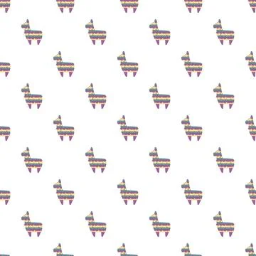Pinata shaped as a llama creating a festive seamless pattern Stock Illustration