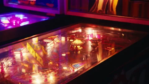 Pinball arcade machine at night Video stock 220876468