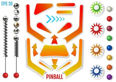 Pinball elements. Realistic set with different tools. Stock-Illustration