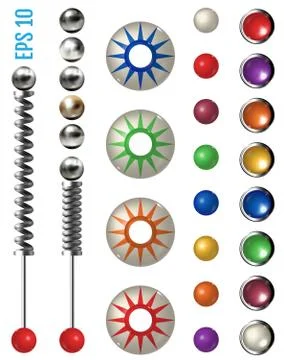 Pinball elements. Realistic set with different tools. Illustrazione stock