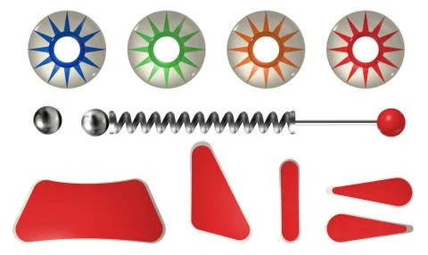 Pinball elements. Realistic set with different tools. Stock-Illustration
