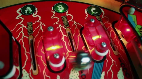 Pinball Machine Action - Bumper Hits, Flippers, Targets, Spinner Stock Footage