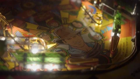 Pinball machine flippers striking the ball. Stock Footage 217635489