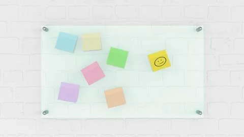 Pinboard with smiley face on memo, 3d rendering Stock Illustration