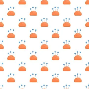 Pincushion and pins repeating pattern textile background Stock Illustration