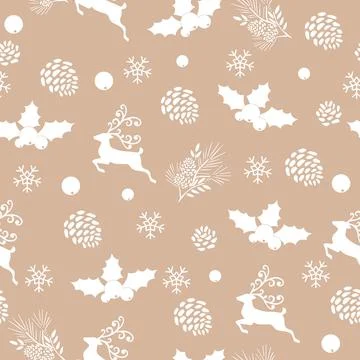 Pine and reindeer vector seamless pattern design Stock Illustration