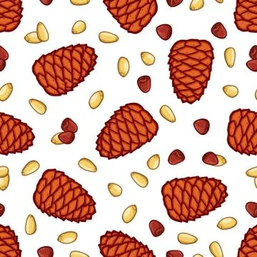 Pine and seed seamless pattern Illustrazione stock