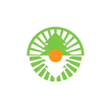 Pine and Sun Logo for Camp, Jungle, and Adventure Stock Illustration