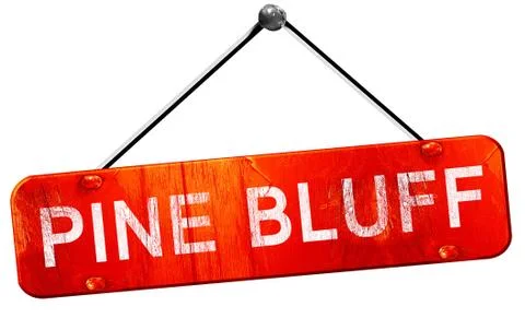 Pine bluff, 3D rendering, a red hanging sign Stock Illustration