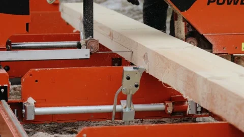 Pine board processing at the Industrial Woodworking Plant. Lumber Industry. Stock Footage 164868791