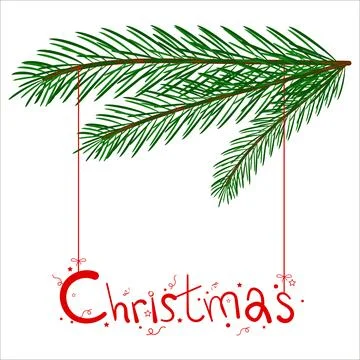 Pine Branch Christmas Frame. Stock Illustration