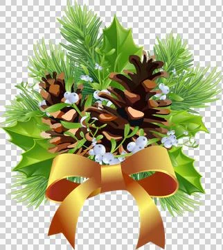 Pine branch with cones. Christmas decor. Green Christmas tree and cones. Ch.. Stock Illustration