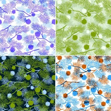 Pine Branch, Seamless Background 스톡 일러스트
