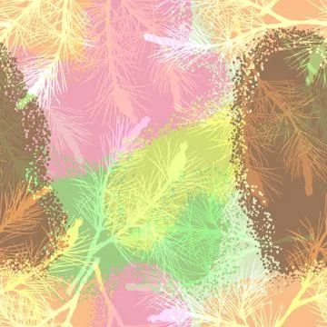 Pine branch seamless pattern camouflage ice cream Stock Illustration