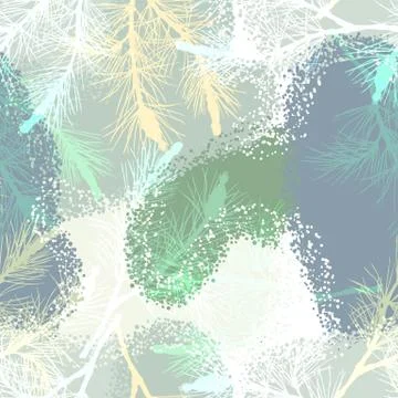Pine branch seamless pattern camouflage winter Stock Illustration