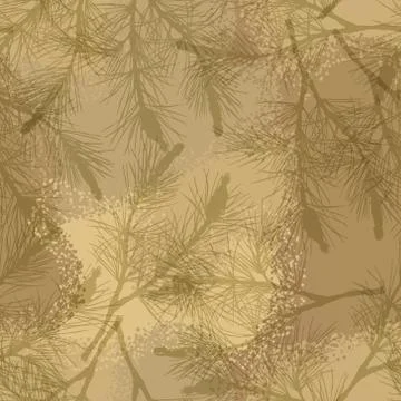 Pine branch seamless pattern camouflage sand Illustrazione stock