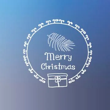 Pine branch white icon Doodle Christmas Stock Illustration