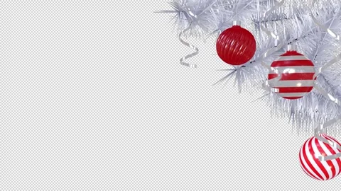 Pine branches and Christmas balls on a transparent background Stock Footage 257313810