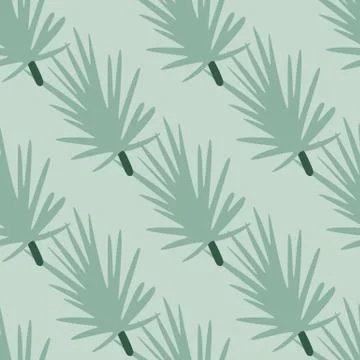 Pine branches foliage print seamless pattern, Pastel blue coniferous twigs ba Illustrazione stock