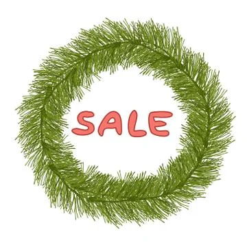Pine branches wreath Illustrazione stock
