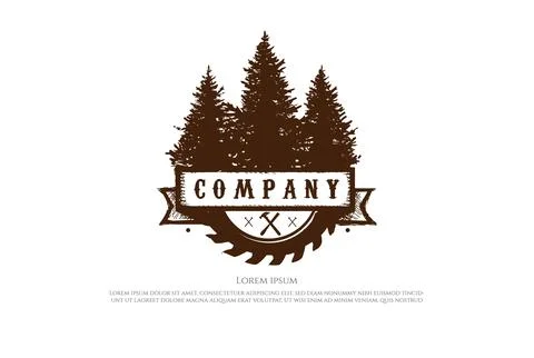 Pine Cedar Spruce Evergreen Fir Larch Cypress Hemlock Tree Forest with Circ.. Stock Illustration
