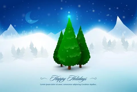 Pine christmas trees in snow 스톡 일러스트