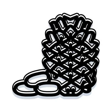Pine cone and edible nuts vector graphic illustration Stock Illustration