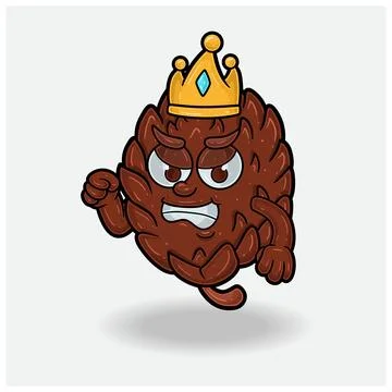 Pine Cone With Angry expression. Mascot cartoon character for flavor, strai.. Stock Illustration