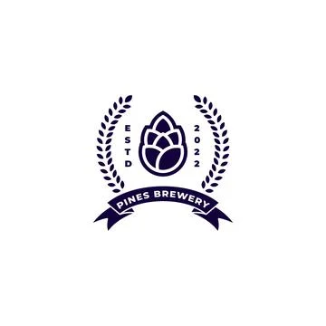 Pine cone beer brewery with wheat logo. Vector illustration Stock Illustration