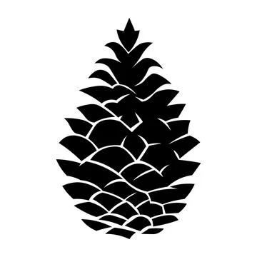 Pine cone black vector icon on white background Illustrazione stock