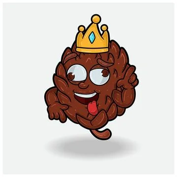 Pine Cone With Crazy expression. Mascot cartoon character for flavor, strai.. Stock Illustration