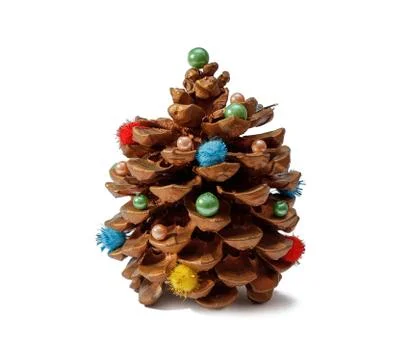 Pine cone with decorations Stock Photos