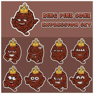 Pine Cone Expression set. Mascot cartoon character for flavor, strain, labe.. Stock Illustration
