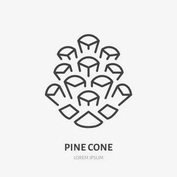 Pine cone flat line icon. Pinecone sign. Thin linear logo for natural products Stock Illustration