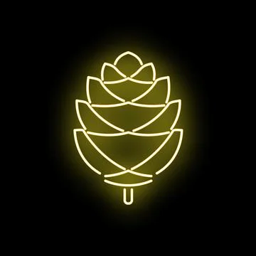 Pine cone glowing neon sign on black イラスト素材