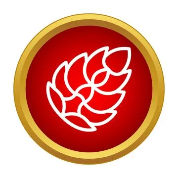 Pine cone icon featuring red button design 스톡 일러스트