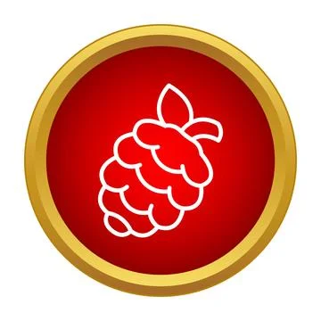 Pine cone icon on red button with gold border Stock Illustration