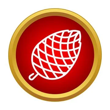Pine cone icon in red circle button Stock Illustration