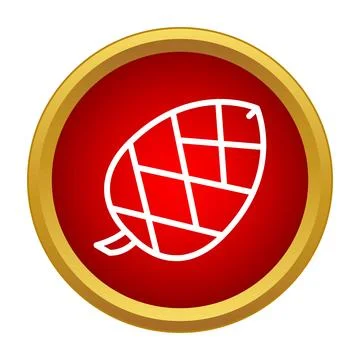 Pine cone icon in red circle button Stock Illustration