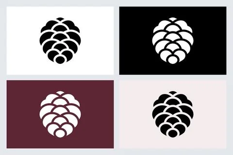 Pine Cone Icon Set Vector Graphic Stock Illustration