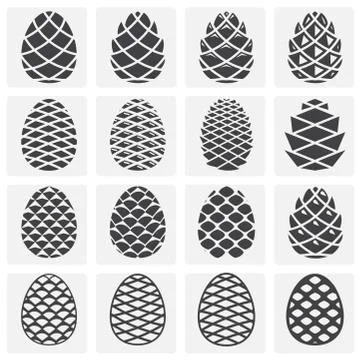 Pine cone icons set on background for graphic and web design. Simple Stock Illustration