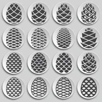 Pine cone icons set on background for graphic and web design. Simple Illustrazione stock