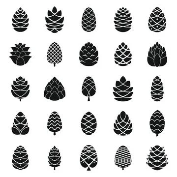 Pine cone icons set, simple style Illustrazione stock