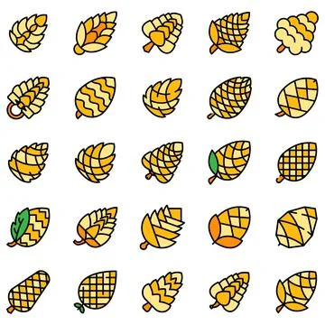 Pine cone icons set vector flat Illustrazione stock