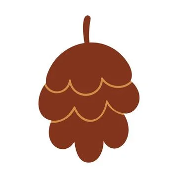 Pine Cone Isolated Flat Vector Hand Drawn Graphic Design for Autumn and Nature Stock Illustration