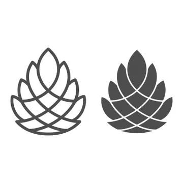 Pine cone line and solid icon, New Year concept, Pinecone sign on white イラスト素材