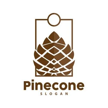 Pine Cone Logo, Elegant Luxury Pine Simple Design, Tree Acorn Icon Vector, .. Illustrazione stock