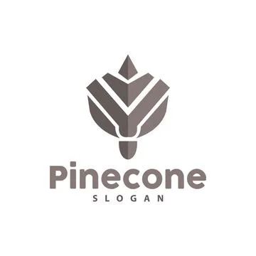 Pine Cone Logo, Elegant Luxury Pine Simple Design, Tree Acorn Icon Vector, .. Illustrazione stock