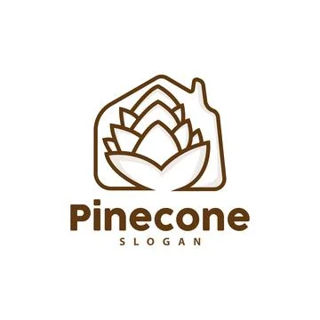 Pine Cone Logo, Elegant Luxury Pine Simple Design, Tree Acorn Icon Vector, .. Illustrazione stock