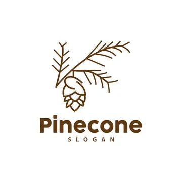 Pine Cone Logo, Elegant Luxury Pine Simple Design, Tree Acorn Icon Vector, .. Illustrazione stock